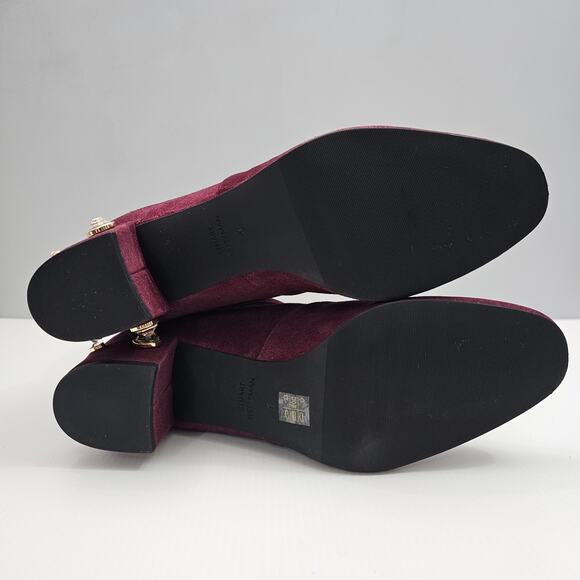 Stuart Weitzman Allshine Ankle Bootie Size 9 Wine Red Suede Sock Jewel Heel Fall - Picture 13 of 15
